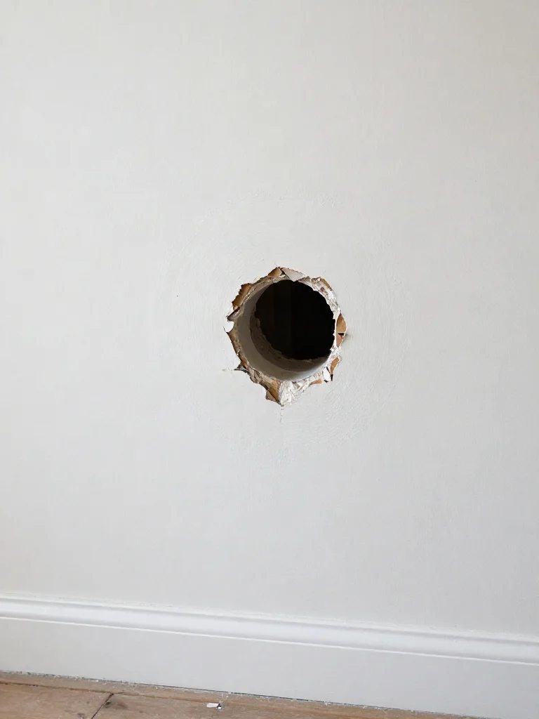 Drywall with a hole before repair