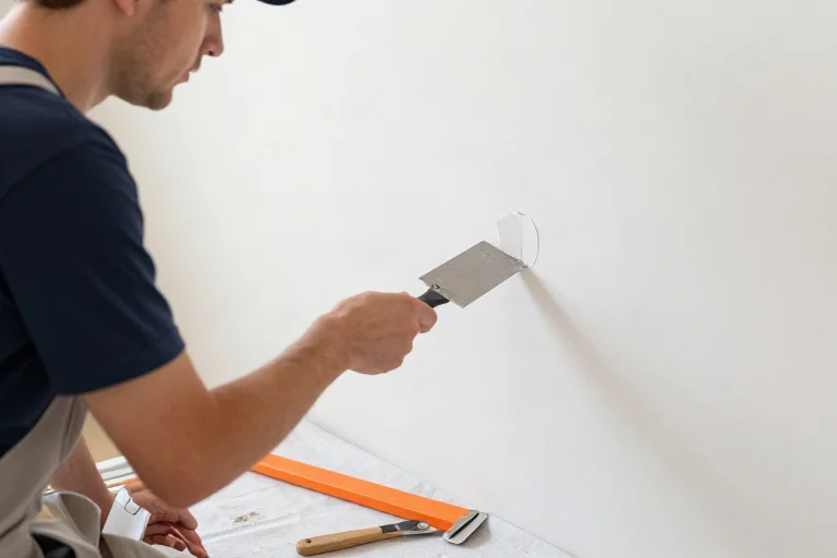 Patching a small hole in drywall with a putty knife