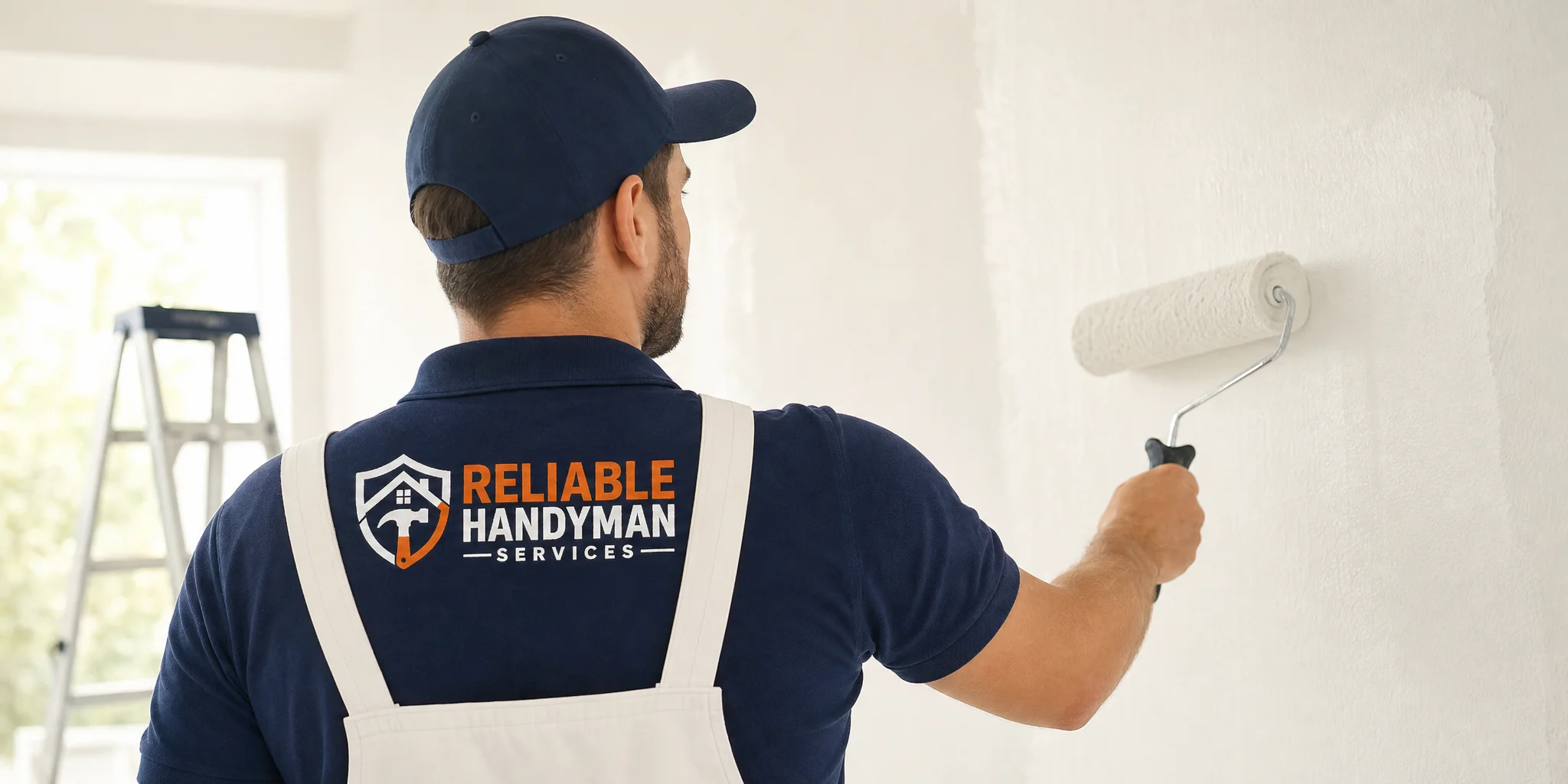 Painter rolling fresh paint onto an interior wall
